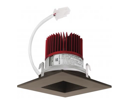 Elco Lighting E415C0827BZ2 4 Inches LED Light Engine with Square on Square Baffle Trim, Color Temperature 2700K, All Bronze Finish