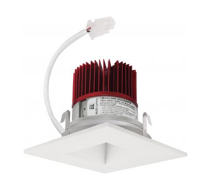 Elco Lighting E415C0827W2 4 Inches LED Light Engine with Square on Square Baffle Trim, Color Temperature 2700K, All White Finish