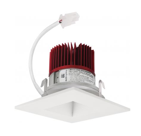 Elco Lighting E415C1230W2 4 Inches LED Light Engine with Square on Square Baffle Trim, Color Temperature 3000K, All White Finish