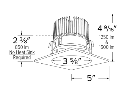 Elco Lighting E420C1630BB2 4 Inches LED Light Engine with Square Reflector Trim, Color Temperature 3000K, All Black Finish