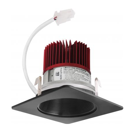 Elco Lighting E424C1230BB2 4 Inches LED Light Engine with Square Baffle Trim, Color Temperature 3000K, All Black Finish