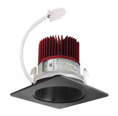 Elco Lighting E424C1230BB2 4 Inches LED Light Engine with Square Baffle Trim, Color Temperature 3000K, All Black Finish
