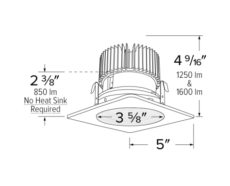 Elco Lighting E424C1230W2 4 Inches LED Light Engine with Square Baffle Trim, Color Temperature 3000K, All White Finish