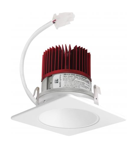 Elco Lighting E424C1230W2 4 Inches LED Light Engine with Square Baffle Trim, Color Temperature 3000K, All White Finish