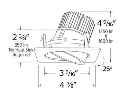Elco Lighting E428C1630W2 4 Inches Square Adjustable Light Engine, Color Temperature 3000K, All White Finish
