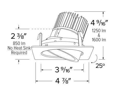 Elco Lighting E428C1635W2 4 Inches Square Adjustable Light Engine, Color Temperature 3500K, All White Finish