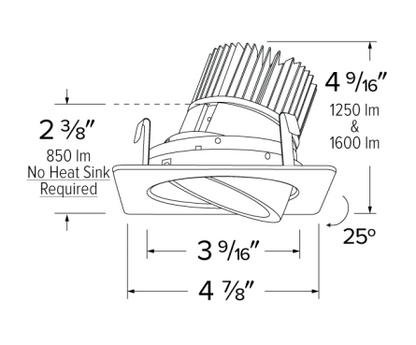 Elco Lighting E428C1635W2 4 Inches Square Adjustable Light Engine, Color Temperature 3500K, All White Finish