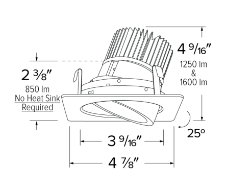 Elco Lighting E428C1640W2 4 Inches Square Adjustable Light Engine, Color Temperature 4000K, All White Finish