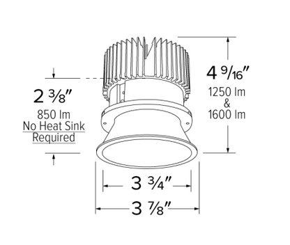 Elco Lighting E430C0827B2 4 Inches LED Light Engine with Trimless Reflector, Color Temperature 2700K, All Black Finish