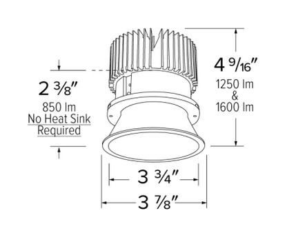 Elco Lighting E430C0840B2 4 Inches LED Light Engine with Trimless Reflector, Color Temperature 4000K, All Black Finish