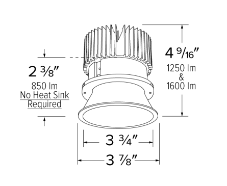 Elco Lighting E430C1230B2 4 Inches LED Light Engine with Trimless Reflector, Color Temperature 3000K, All Black Finish