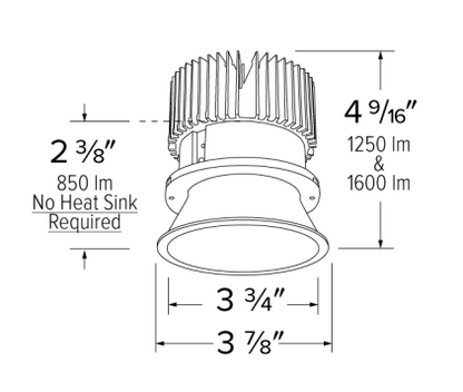 Elco Lighting E430C12SDB 4 Inches LED Light Engine with Trimless Reflector, Color Temperature SunsetK, All Black Finish