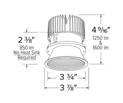 Elco Lighting E434C0830W2 4 Inches LED Light Engine with Trimless Baffle, Color Temperature 3000K, All White Finish