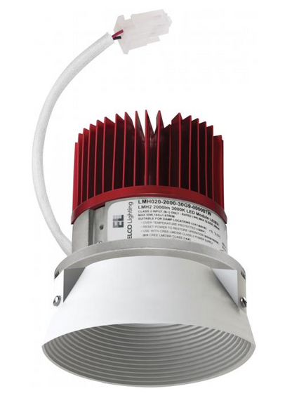 Elco Lighting E434C0830W2 4 Inches LED Light Engine with Trimless Baffle, Color Temperature 3000K, All White Finish