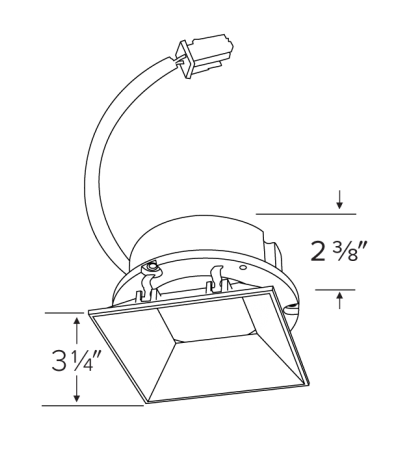 Elco Lighting E444C0835W2 4 Inches LED Light Engine with Trimless Reflector Square, Color Temperature 3500, All White Finish