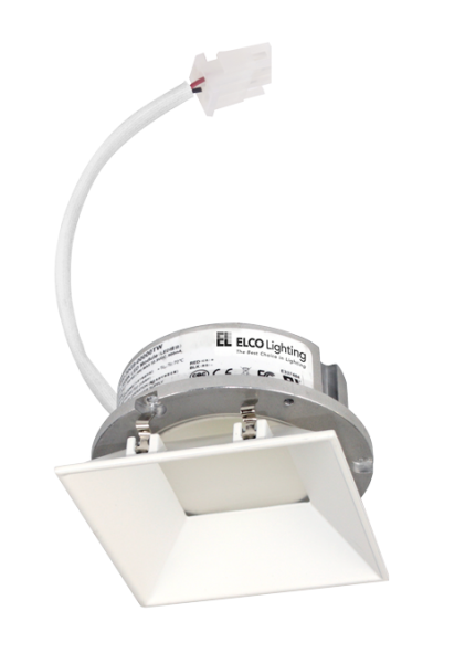 Elco Lighting E444C0835W2 4 Inches LED Light Engine with Trimless Reflector Square, Color Temperature 3500, All White Finish