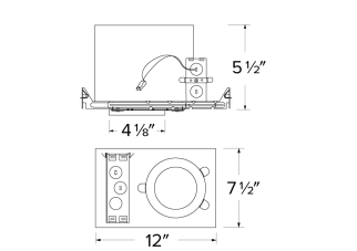 Elco Lighting E4LC16D2 4 Inches Cedar System Non-IC New Construction Housing w/Driver, Voltage 120/277V, Dimming Triac/ELV/0-10V
