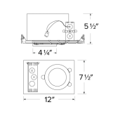 Elco Lighting E4TL08ICASD 4" Trimless Cedar System New Construction IC Airtight Housing w/Driver, Voltage 120/277V, Dimming Sunset