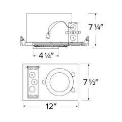 Elco Lighting E4TL16ICAD2 4" Trimless Cedar System New Construction IC Airtight Housing w/Driver, Voltage 120/277V, Dimming Triac/ELV/0-10V