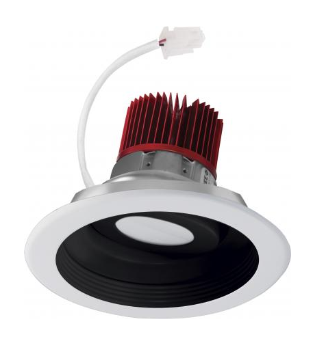 Elco Lighting E616C2030B2 6 Inches LED Light Engine with Adjustable Baffle Trim, Color Temperature 3000K, Black w/White Ring Finish