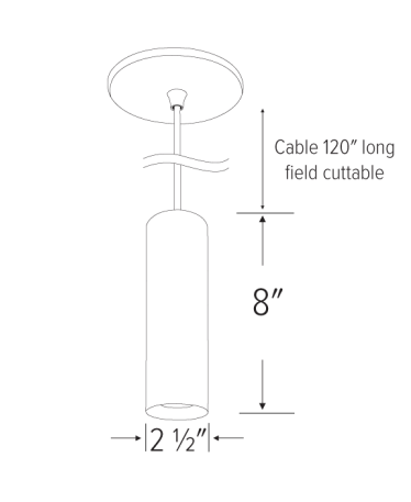 Elco Lighting EKS25PDS 2" Koto Sylo™ Pendant Fixture, All Silver Finish