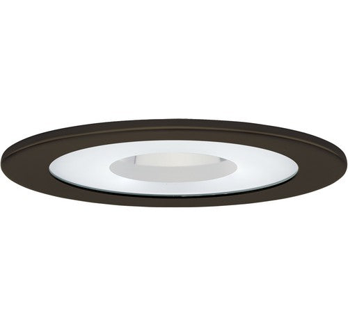 Bronze ELCO 4" shower trim with clear reflector and frosted glass pinhole trim, circular design.