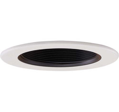 ELCO Lighting EL1494B 4" Adjustable Phenolic Deep Step Baffle Trim Black with White Ring