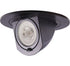 4" black adjustable pull down trim with pinhole reflector, compatible with MR16 lamps, featuring a sleek round design.