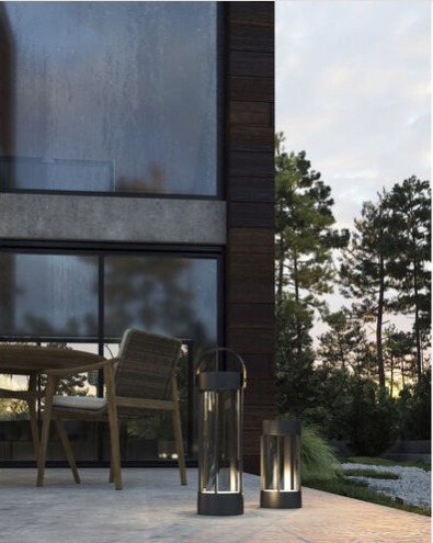 Kuzco Lighting EL17610-BK 10" Suara Tall Modern Outdoor Portable Lamp, Black Finish