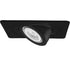 Black 3" die-cast adjustable square trim for LED recessed lighting, featuring a swiveling circular inner lamp holder.