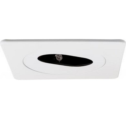 4" white square trim with adjustable slot aperture for LED recessed lighting.