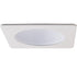 4" white square adjustable wall wash baffle trim with ribbed interior, suitable for LED recessed lighting.