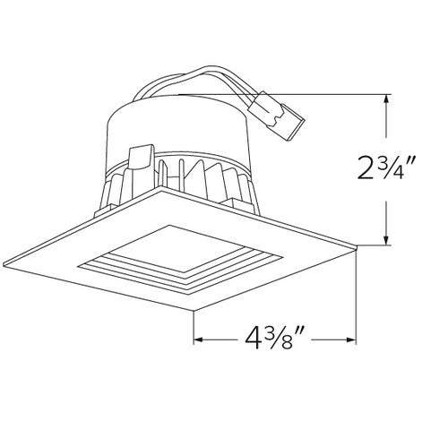 ELCO Lighting EL33127W 9W 3 Inch Square LED Baffle Insert Recessed Lighting Trim White Finish 2700K