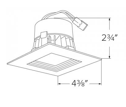 Elco Lighting EL331CT5W 3" Square LED Baffle Insert, Lumens 700 lm, Beam Angle 90° Color Temperature 2700K-5000K, All White