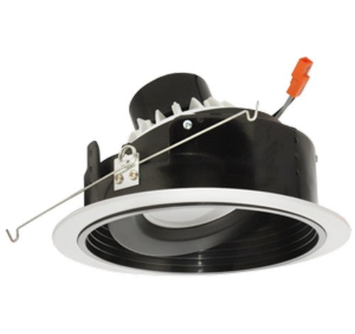 ELCO Lighting EL37627B 15W 6 Inch Round LED Adjustable Phenolic Baffle with PAR30 Gimbal Insert Black with White Ring 3000K 1050 Lumens