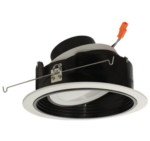 ELCO Lighting EL47627B 18W 6 Inch Round LED Adjustable Phenolic Baffle with PAR38 Gimbal Insert Black with White Ring Finish 3000K 1200lm