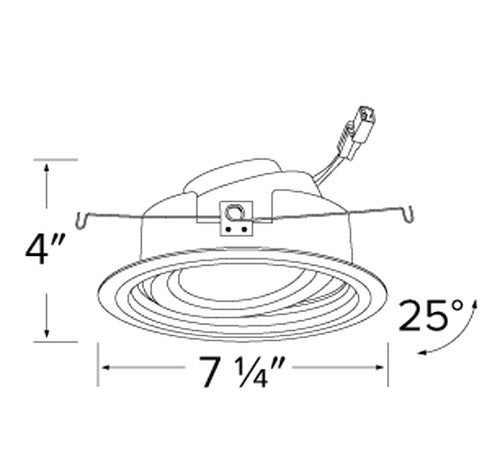 ELCO Lighting EL47627B 18W 6 Inch Round LED Adjustable Phenolic Baffle with PAR38 Gimbal Insert Black with White Ring Finish 3000K 1200lm