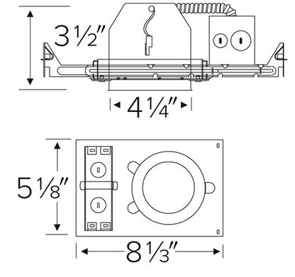 ELCO Lighting EL492ICA-7 4" Airtight Shallow New Construction Housing For LED Recessed Lighting (with 277V to 120V Step-Down Transformer)