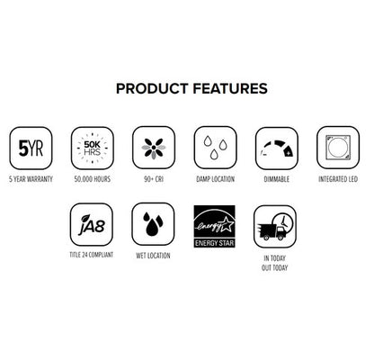 ELCO Lighting EL62540H 14W 5 Inch or 6 Inch Round LED Deep Reflector Insert Haze with White Ring Finish 4000K 1000 Lumens