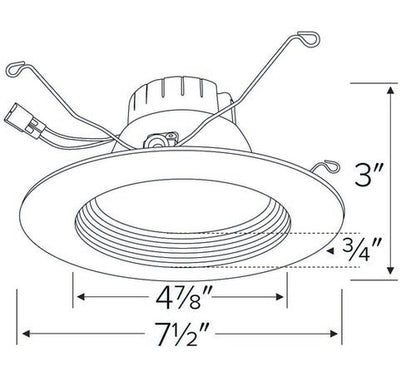 ELCO Lighting EL61040W 10W - 20W 5 Inch or 6 Inch Round LED Baffle Insert White Finish 4000K