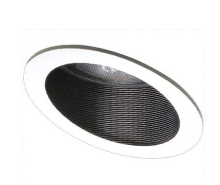 ELCO Lighting EL626B 6 Inches Sloped Adjustable Baffle with Gimbal Ring Trim Black with White Ring Finish