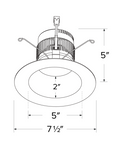 Elco Lighting EL637CT5HW 6" Round Reﬂector Insert with 5-CCT Switch & 3-Lumen Switch, Color Temperature 2700K-5000K, Haze with White Ring