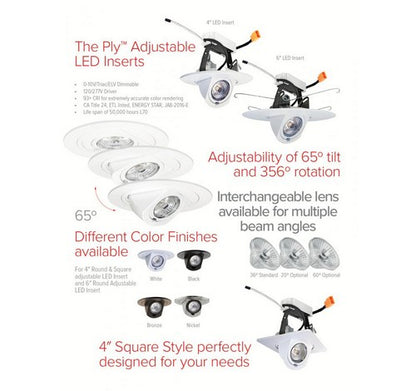 ELCO Lighting EL69727DXN 12.6W 6″ 0-10V Adjustable LED Inserts Nickel 2700K, 850lm