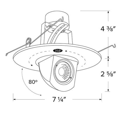 ELCO Lighting EL69727W2 11W 6 Inch Round LED Adjustable Pull-Down Insert (2nd Generation) White Finish 2700K 950lm