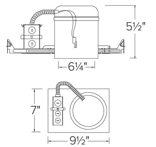 ELCO Lighting EL760ICA-7 8W 6 Inch IC Airtight Shallow New Construction Housing 277V (Step down Transformer)