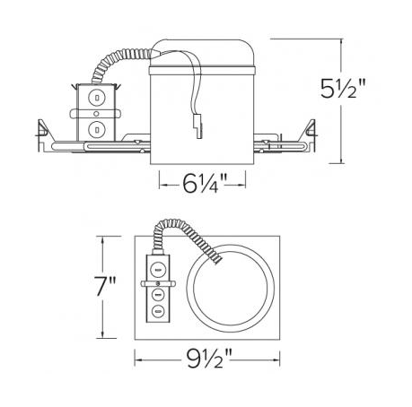 Elco Lighting EL760ICA-EM5 6" Shallow New Construction IC Airtight Housing Emergency Battery Backup, 8W, Voltage 120/277V