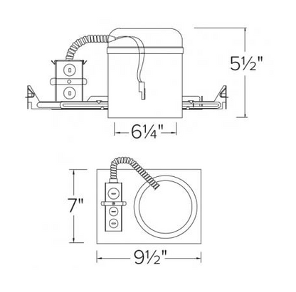 Elco Lighting EL760ICA-EM5 6" Shallow New Construction IC Airtight Housing Emergency Battery Backup, 8W, Voltage 120/277V