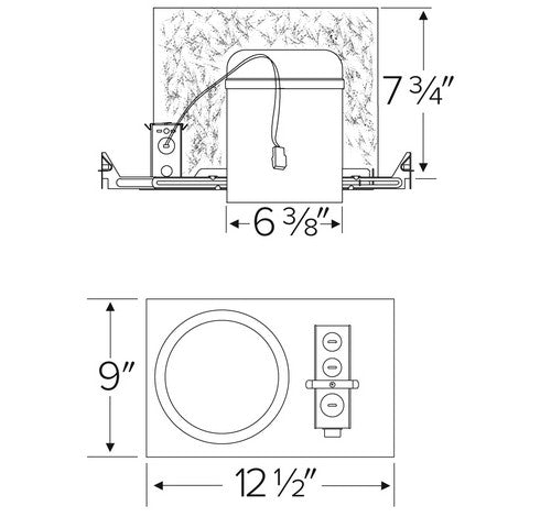 ELCO Lighting EL76FICA-7 22W 6 Inch New Construction 2-Hour Fire Rated IC Housing (with Step-down Transformer 277V to 120V)