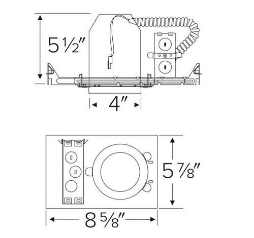 Elco Lighting EL390ICA-EM5 3 Inches New Construction Dedicated LED IC Airtight Housing Step Down Transformer Emergency Battery Backup, 8W, Voltage 120/277V