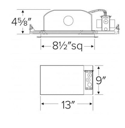 ELCO Lighting EL8SQ 8 Inches Incandescent Square Housing Watt 75W, Voltage 120V